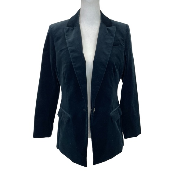 J. Crew Willa Stretch Velveteen Blazer 4 Blue - Picture 2 of 15